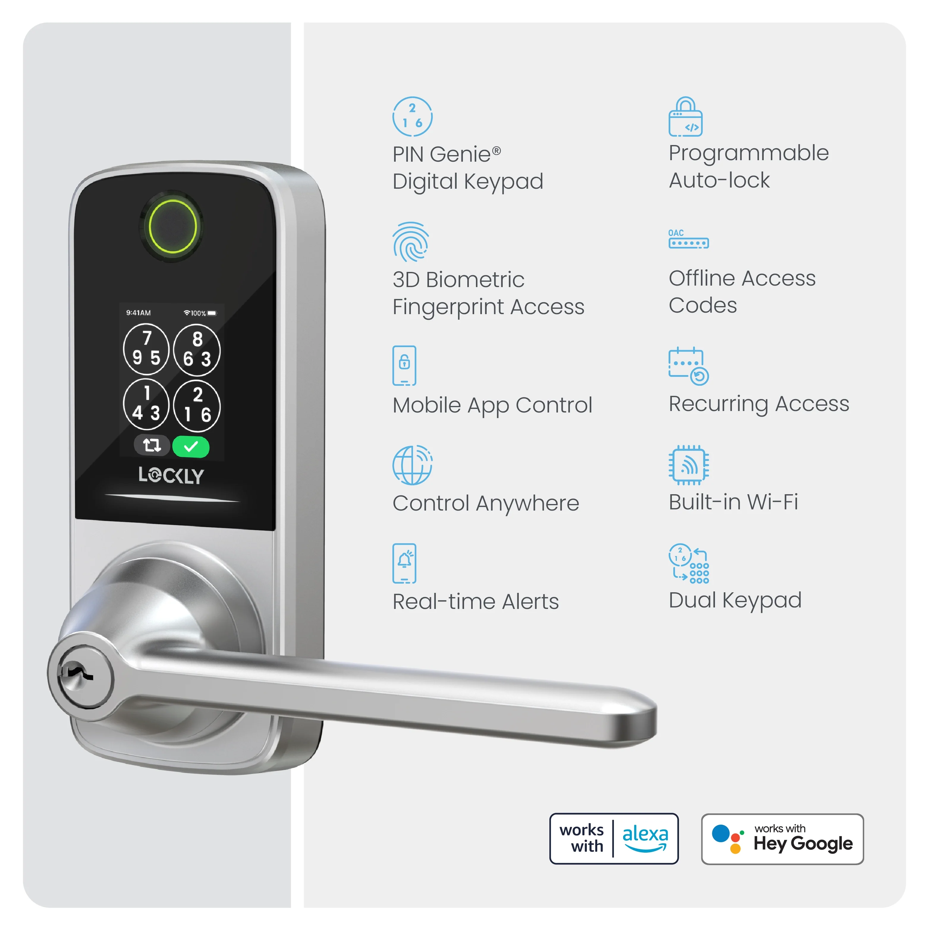 Lockly Secure Pro Latch Latest Version Smart Lock with Quick-Switch Dual Keypad - Image 14