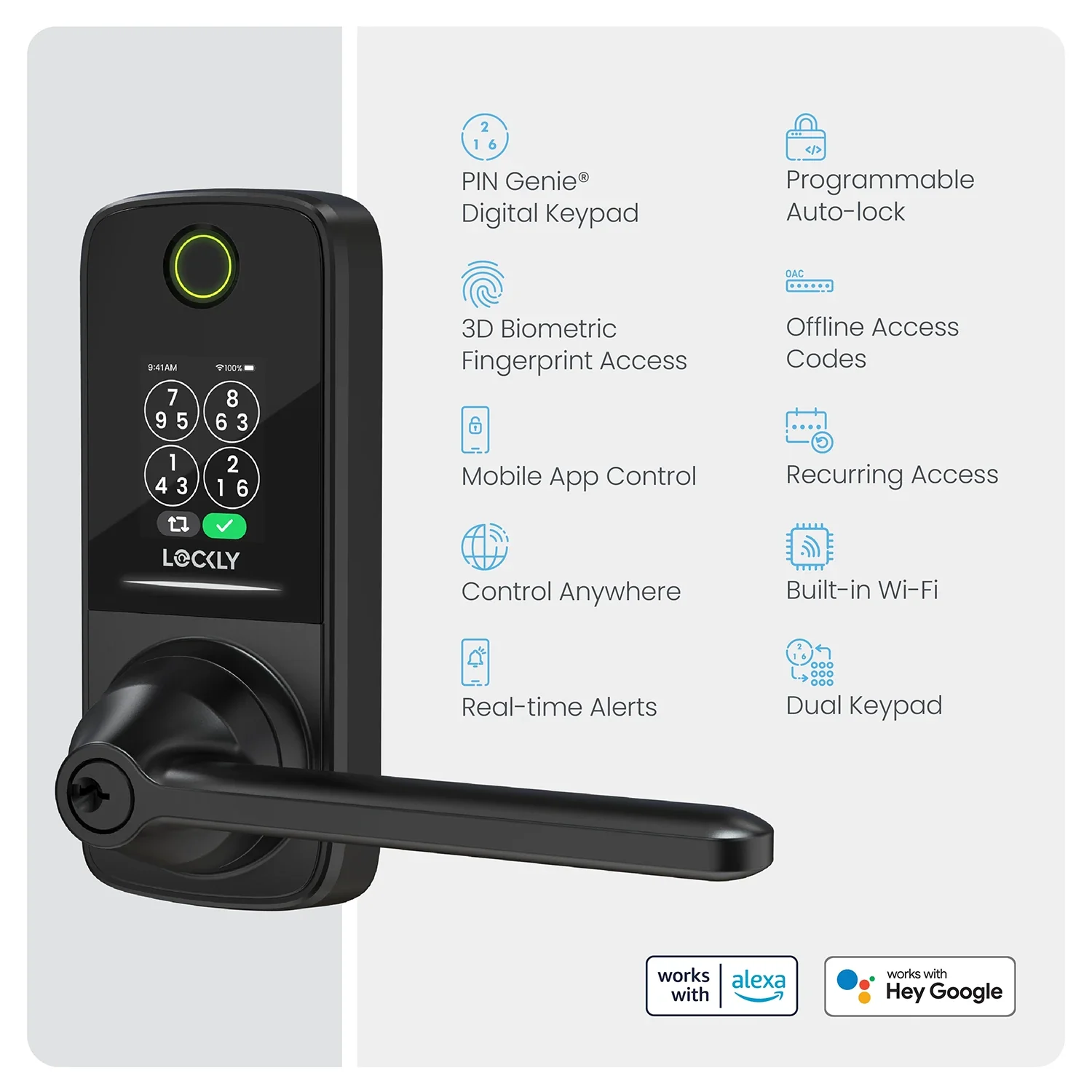 Lockly Secure Pro Latch Latest Version Smart Lock with Quick-Switch Dual Keypad - Image 7